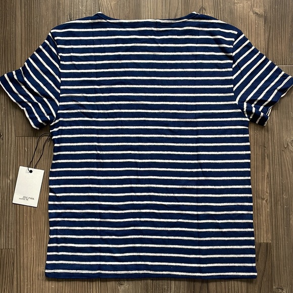 Hye Park And Lune Navy Blue and White Striped Tee - Picture 2 of 5